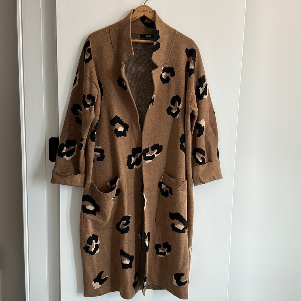 JCrew leopard sweater coat